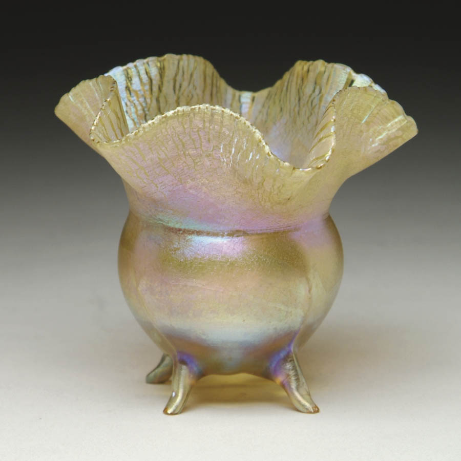 Appraisal: TIFFANY RUFFLED VASE Beautiful Tiffany vase is iridescent gold with