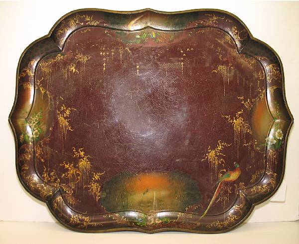 Appraisal: An English papier-m ch cartouche form tray mid- th century