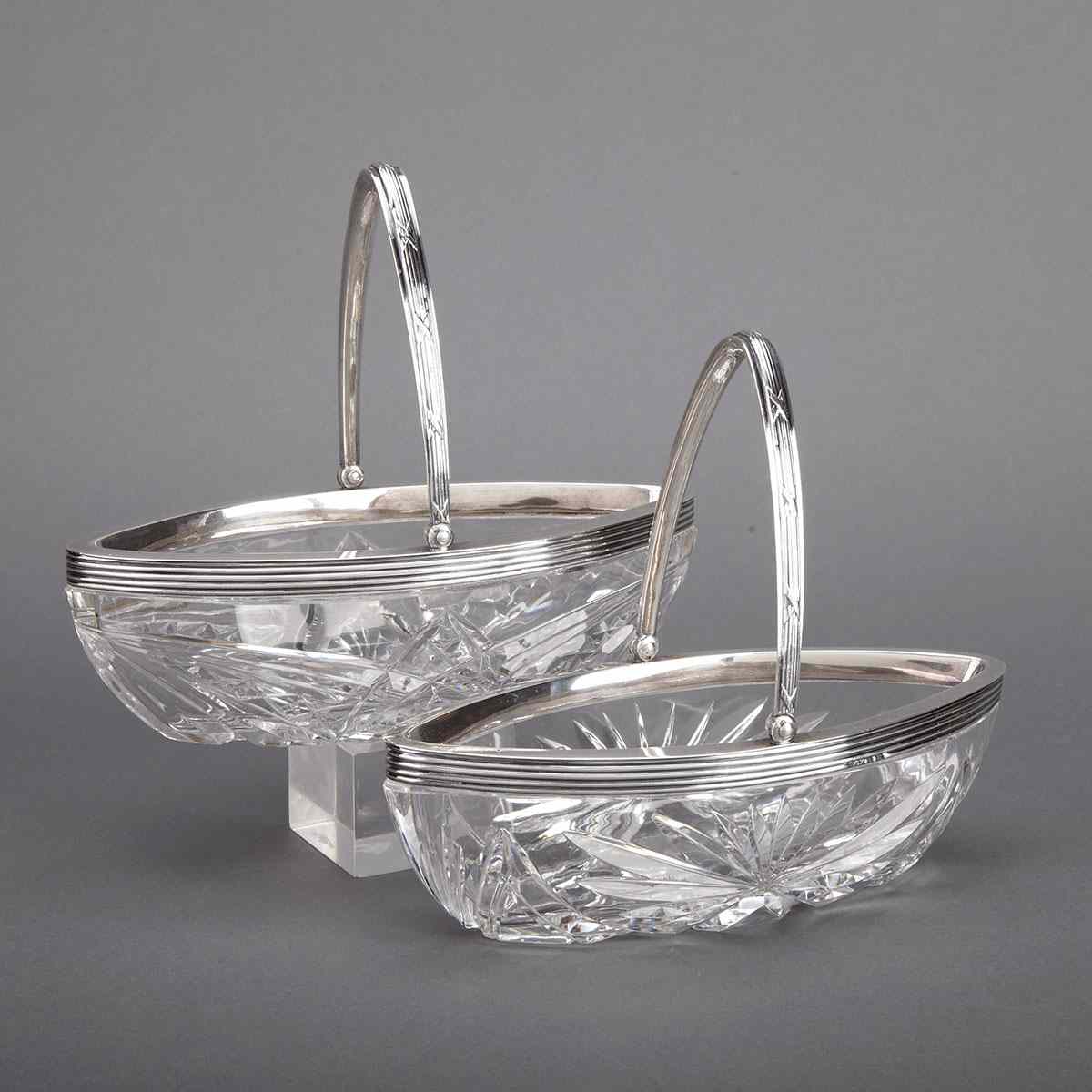 Appraisal: Pair of Russian Silver Mounted Cut Glass Oval Baskets Moscow