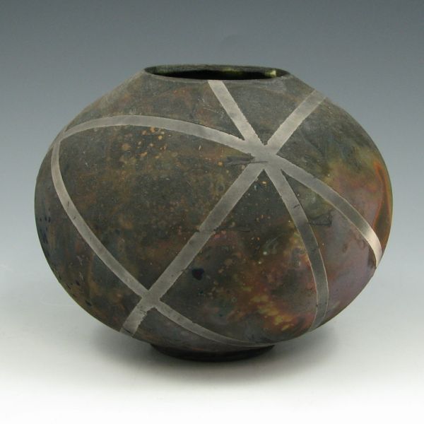 Appraisal: Modern Raku studio pottery vase signed what appears to be