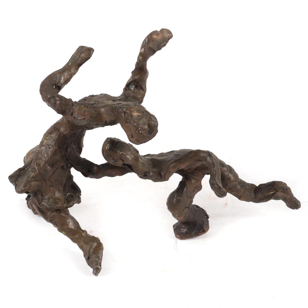 Appraisal: ABSTRACT MODERN BRONZE CHILDREN AT PLAY BRUTALIST FIGURE GROUP SCULPTURE