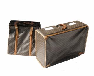 Appraisal: Two Pieces of Louis Vuitton Luggage A Louis Vuitton garment