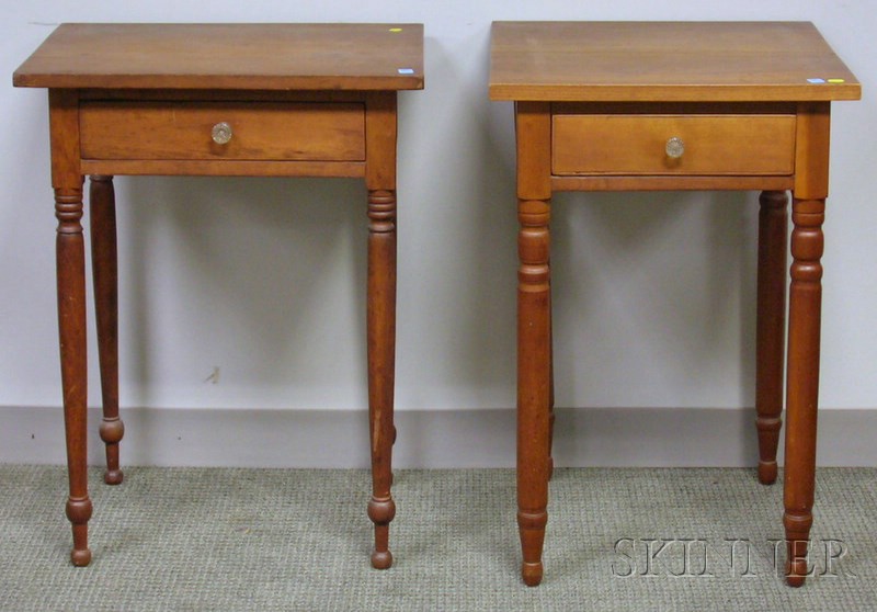 Appraisal: Two Federal and Late Federal Cherry One-Drawer Stands ht wd