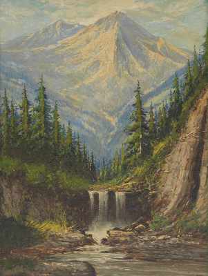 Appraisal: Laszlo Neogrady Hungarian - Mountainscape with waterfall Oil on canvas