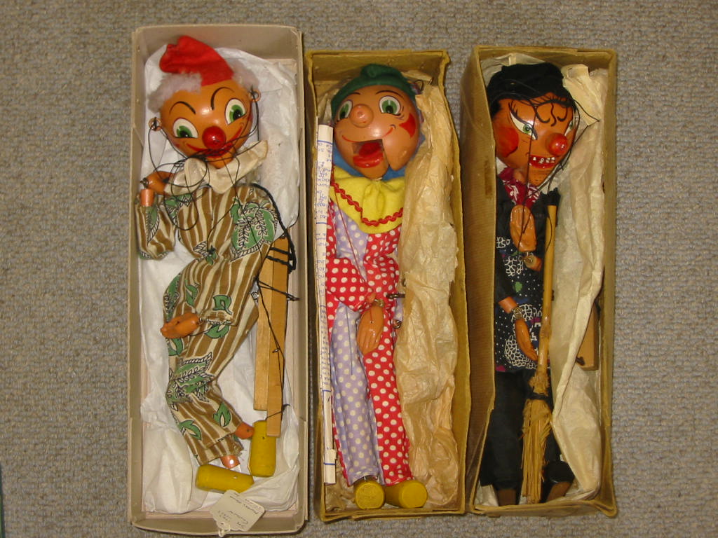 Appraisal: Three Pelham puppets SM Witch with composition hands SM Clown