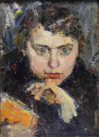 Appraisal: Russian Double Sided Oil on Canvas Two Portraits An unsigned