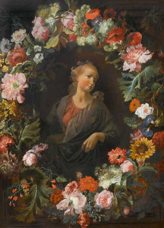 Appraisal: NUZZI MARIO Penna Fermana - Rome Circle of Floral wreath