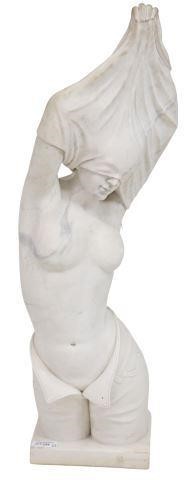 Appraisal: Carved Carrara marble figure Woman Undressing approx h w d