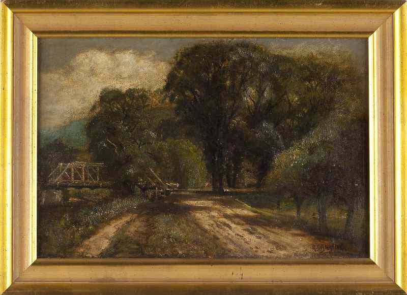 Appraisal: Ralph Blakelock NY CA - ''The Bridge''oil on canvas lined