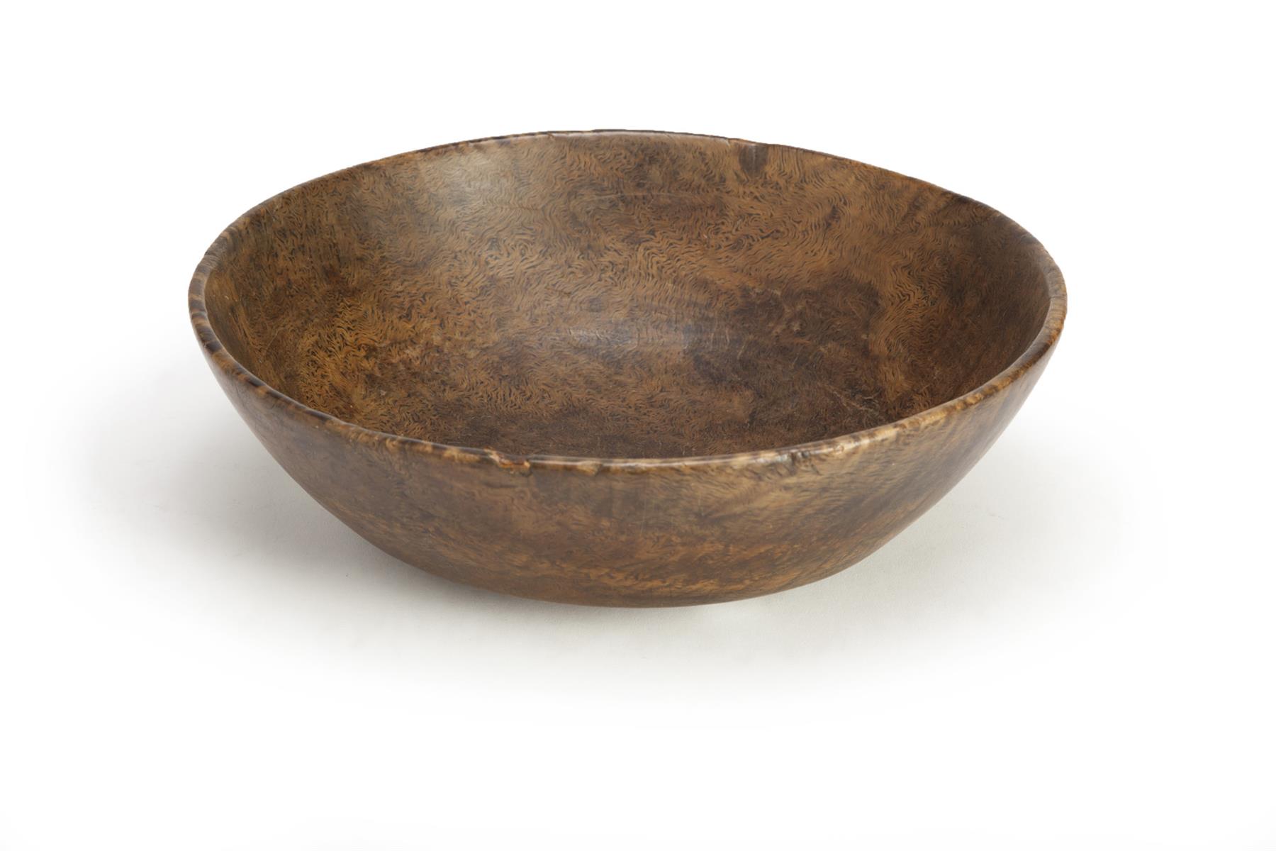 Appraisal: AMERICAN BURL BOWL Nineteenth century Good figure and patina h