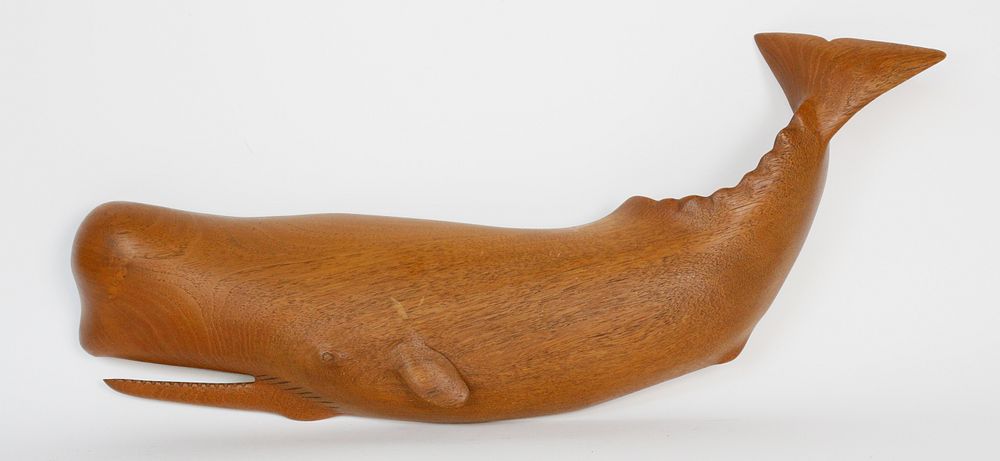 Appraisal: Carved Teak Wayne Robbins Sperm Whale Carved Teak Wayne Robbins