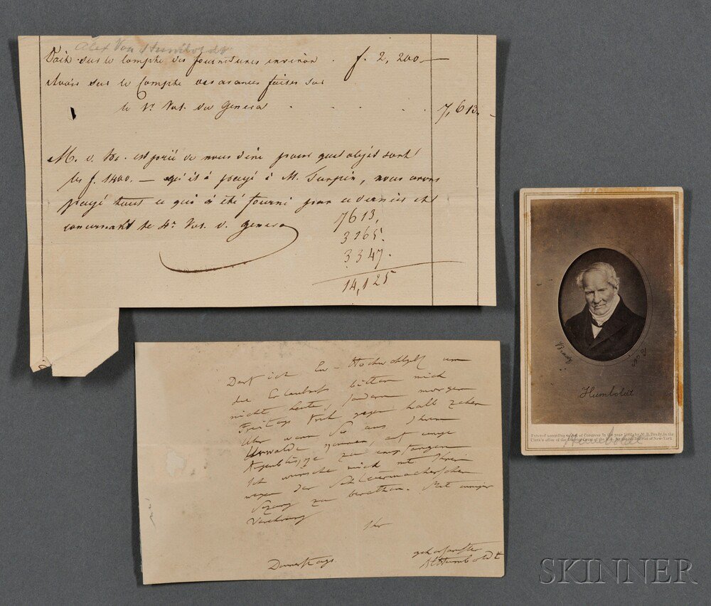 Appraisal: von Humboldt Alexander - Autograph Note Signed and Other Material