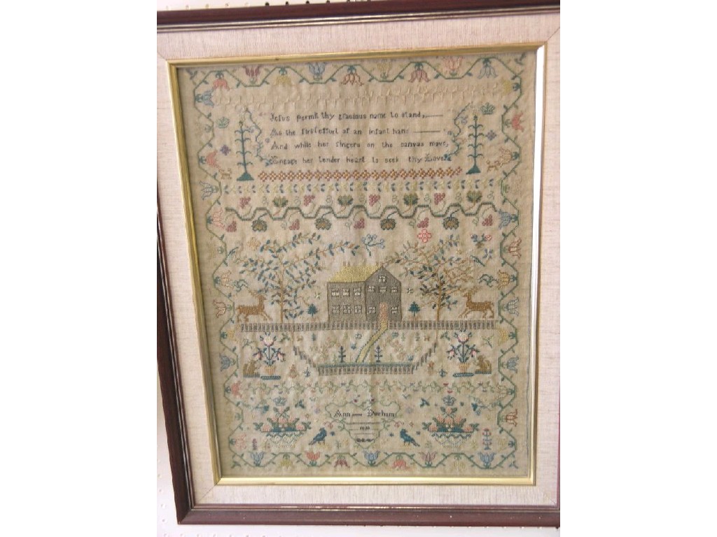 Appraisal: A good George III needlework sampler worked by Ann Durham