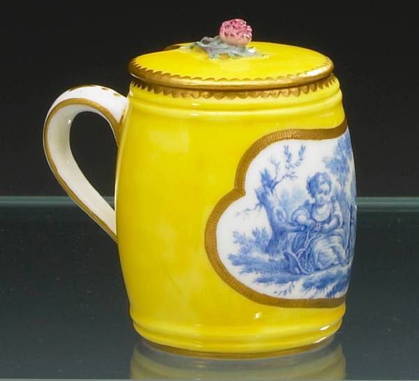 Appraisal: A Sevres porcelain yellow ground mustard and cover porcelain th