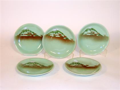 Appraisal: Five Japanese celadon glazed nabeshima style plates six character marks