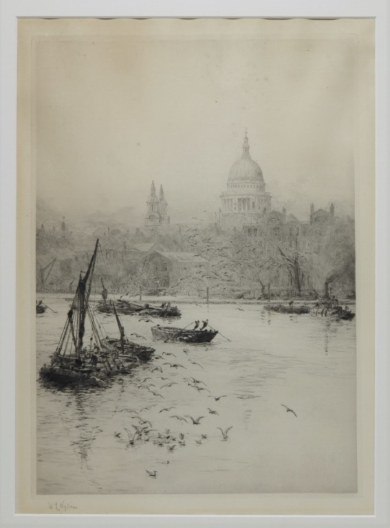 Appraisal: WILLIAM WYLLIE THAMES RIVER LONDON BOAT ENGRAVING United Kingdom -