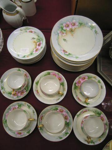 Appraisal: Handpainted Limoges Porcelain Luncheon Set cups saucers and plates