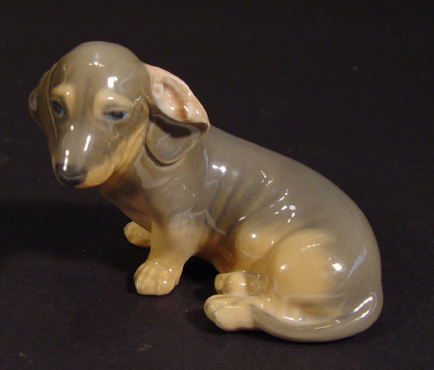 Appraisal: Royal Copenhagen china Dachshund with hand painted decoration printed factory