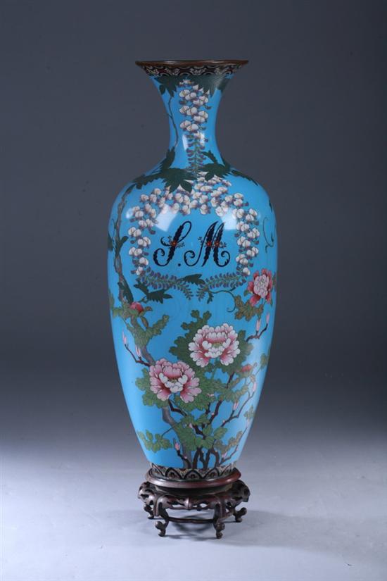 Appraisal: LARGE JAPANESE CLOISONN ENAMEL VASE Meiji period initialed S M