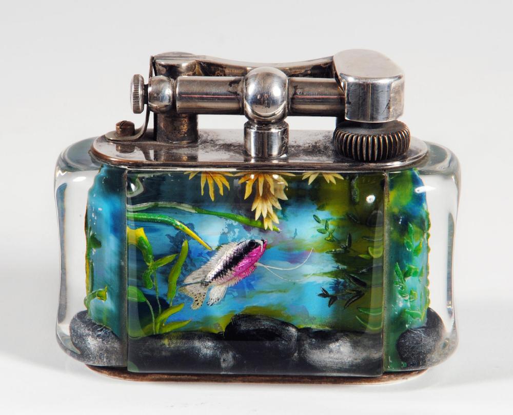 Appraisal: A DUNHILL AQUARIUM TABLE LIGHTER mid th century of typical