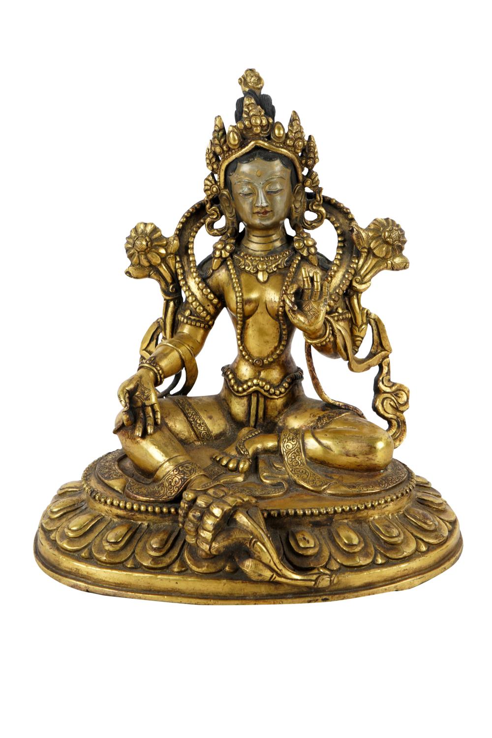 Appraisal: CHINESE GILDED BRONZE SEATED DIETYCondition with scratches to face and