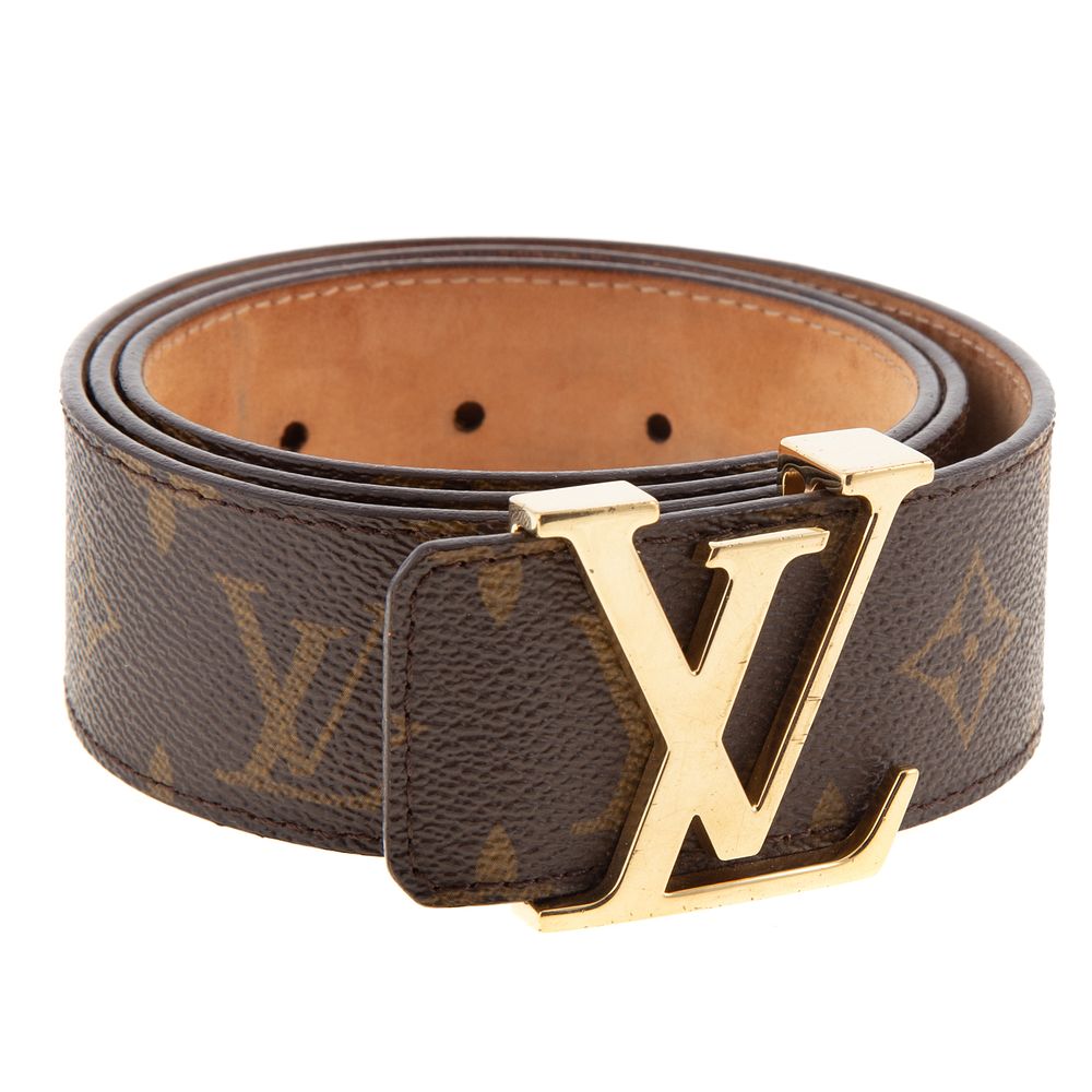 Appraisal: A Louis Vuitton Initiales Leather Belt A brown and tan