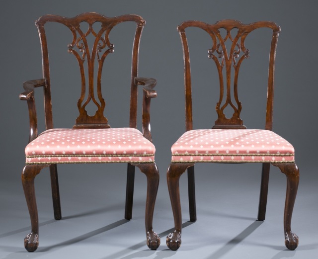 Appraisal: Four Late th c Chippendale Chairs Mahogany Two sides and