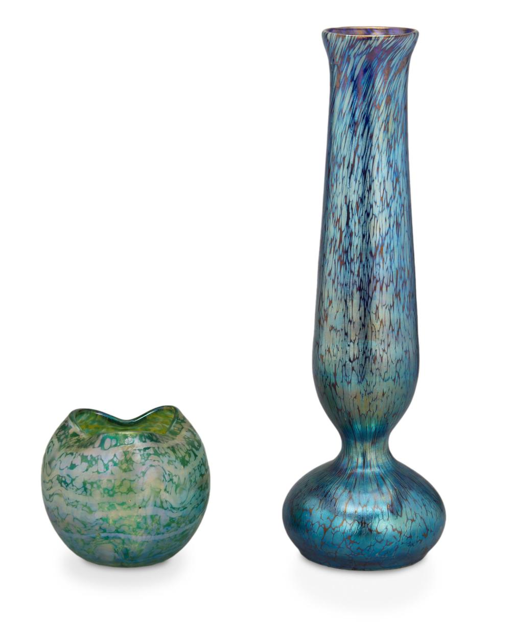 Appraisal: Two Loetz-style art glass vases Late th early th Century