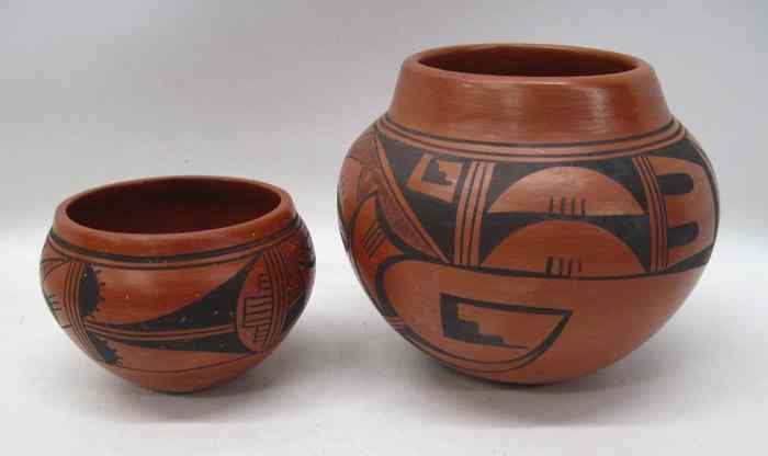 Appraisal: TWO HOPI PUEBLO INDIAN POTS the first signed Laura Tomasie