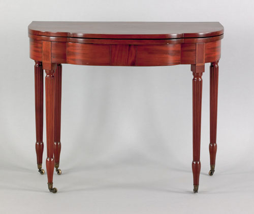 Appraisal: New York Federal mahogany card table ca with elliptical top