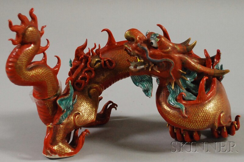 Appraisal: Chinese Porcelain Dragon Figure damage ht lg in