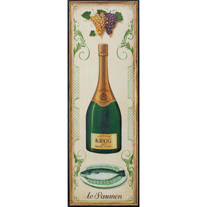 Appraisal: A Champagne Krug and le Saumon Painted Advertising Panel th