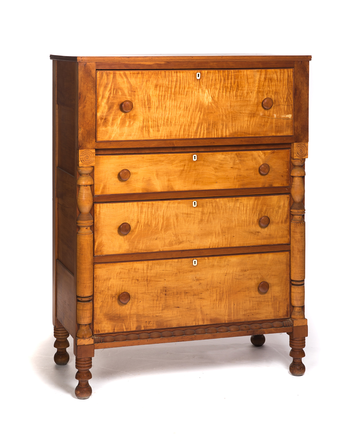 Appraisal: AMERICAN EMPIRE CHEST OF DRAWERS Second quarter- th century curly