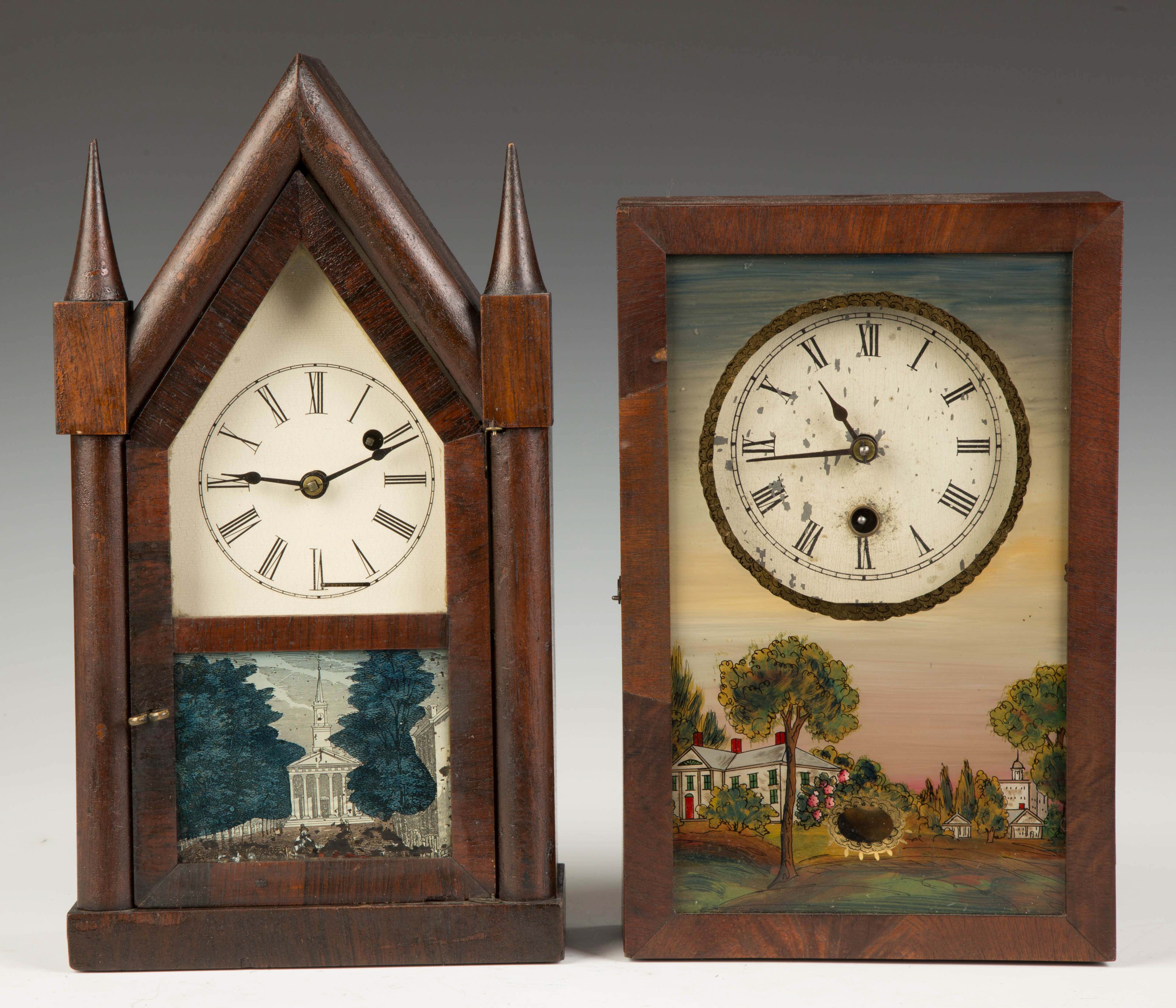 Appraisal: New England Box Clock Mahogany case some repairs to veneer