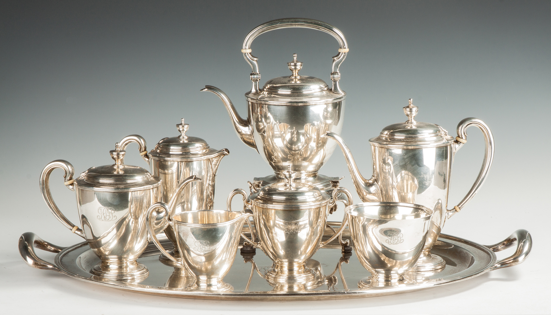 Appraisal: Tiffany Co Sterling Silver -Piece Tea Set with Matching Tray