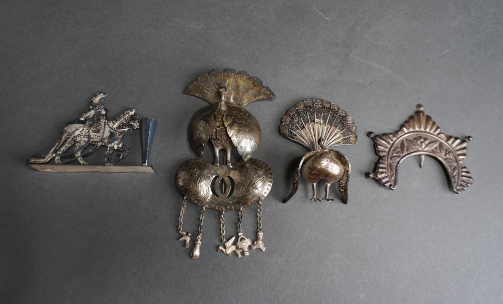 Appraisal: COLLECTION OF FOUR SILVER OBJECTS MOSTLY PERUVIAN OZTCollection of Four