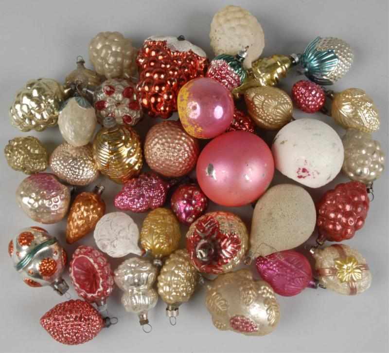 Appraisal: Lot of Glass Figural Christmas Ornaments Description Includes fruits pine