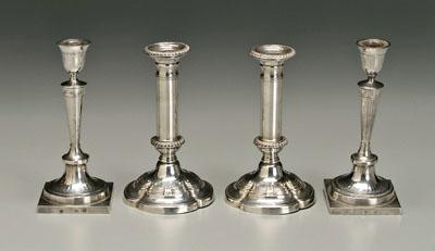 Appraisal: Two pairs silver candlesticks one pair Danish silver round fluted