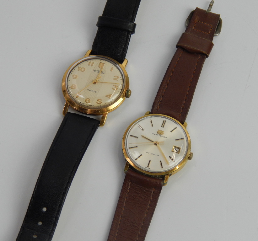 Appraisal: Two gents wristwatches each with gold plated casing one marked