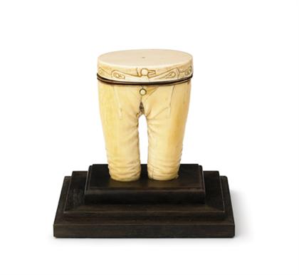 Appraisal: Fine Anglo-Indian elephant ivory and rose-gold trouser form pin box