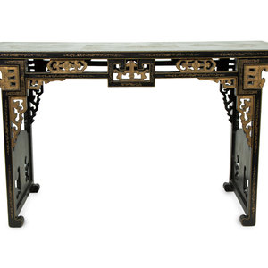 Appraisal: A Chinese Black and Gilt Lacquer Console Table TH CENTURY