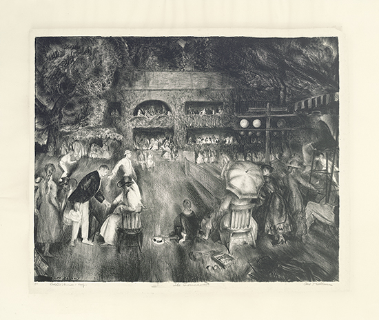 Appraisal: GEORGE BELLOWS The Tournament Lithograph on Chine appliqu x mm