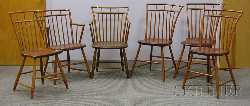 Appraisal: Assembled Set of Six Windsor Birdcage Chairs four side and