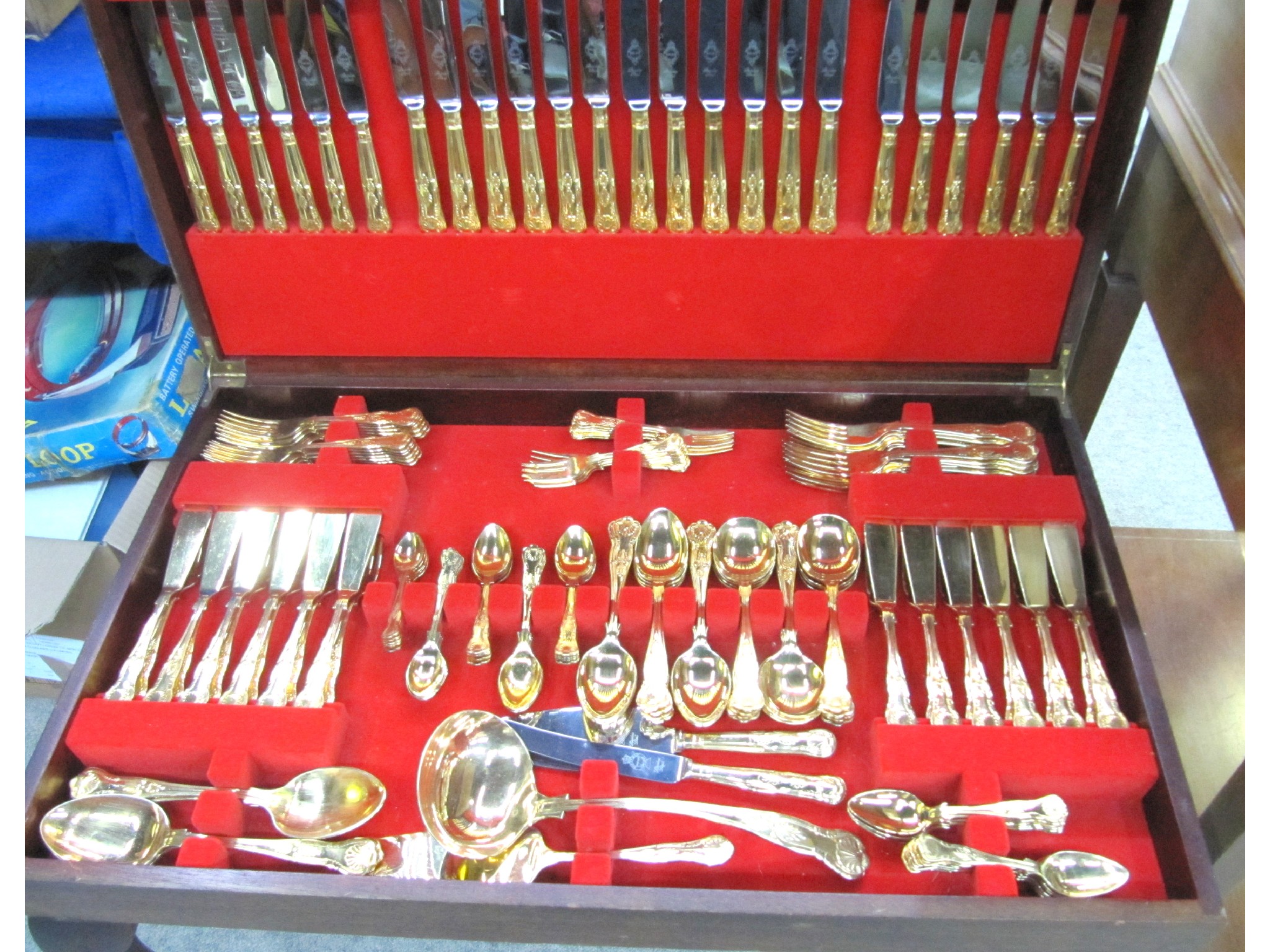 Appraisal: A free standing canteen of gilt EPNS cutlery pieces