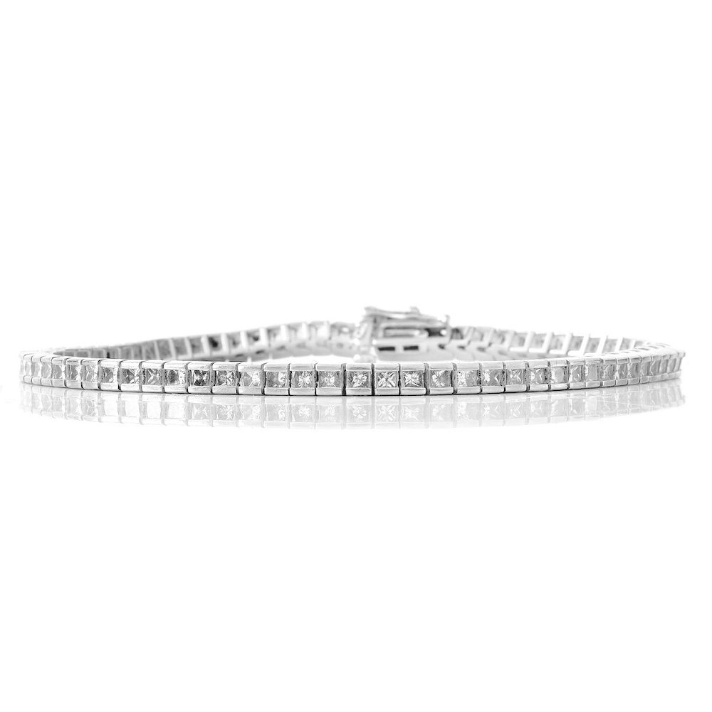 Appraisal: Diamond and K Gold Line Bracelet Vintage Princess Cut Diamond