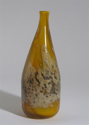 Appraisal: A Sam Herman glass vase solifleur amber glass surface decorated