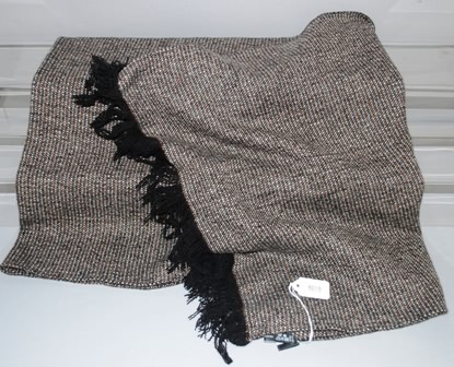 Appraisal: Giorgio Armani cashmere brown black white tweed stole with fringe