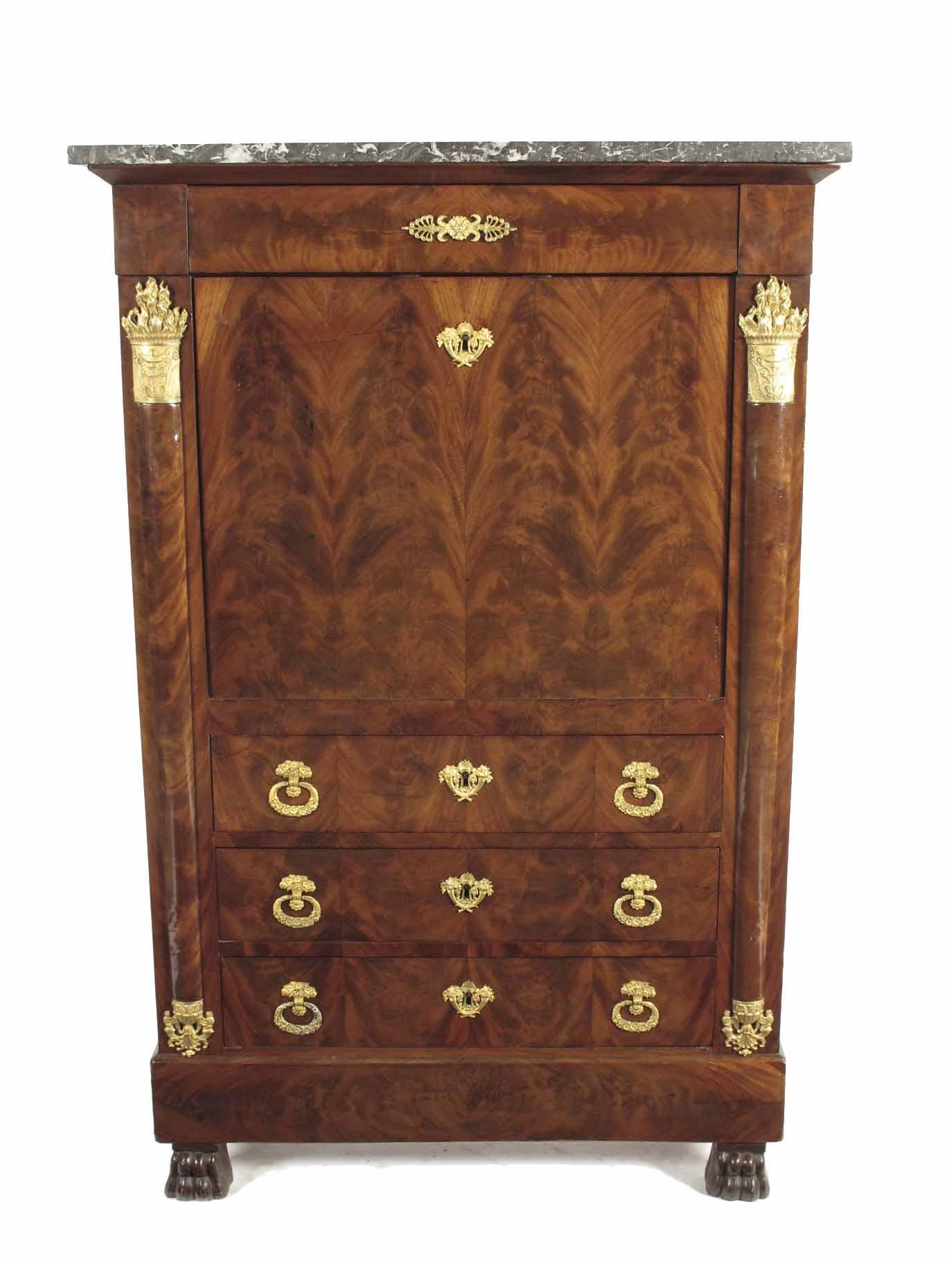 Appraisal: A th century French mahogany secretaire a abattant