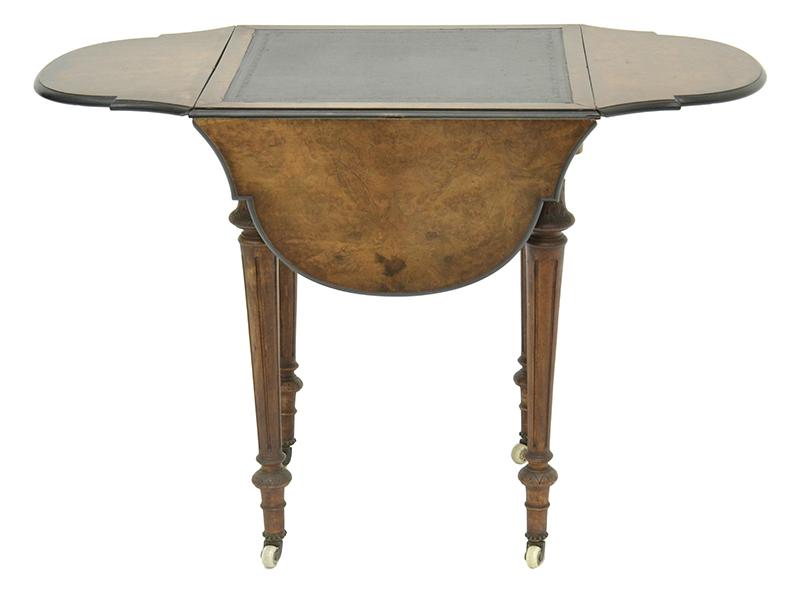 Appraisal: A VICTORIAN BURR WALNUT GAMES TABLE with a square leather