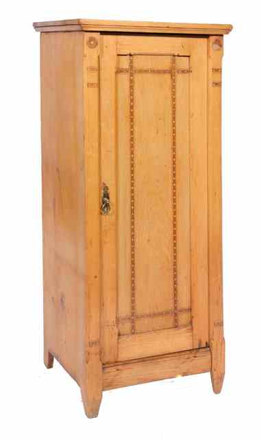 Appraisal: AN AESTHETIC MOVEMENT TALL ASH SIDE CUPBOARD with decorated inlay